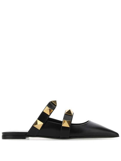 Roman Stud Flat Mule Black - VALENTINO - BALAAN 2