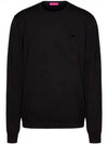 Stud Detail Crew Neck Wool Sweatshirt Black - VALENTINO - BALAAN 2