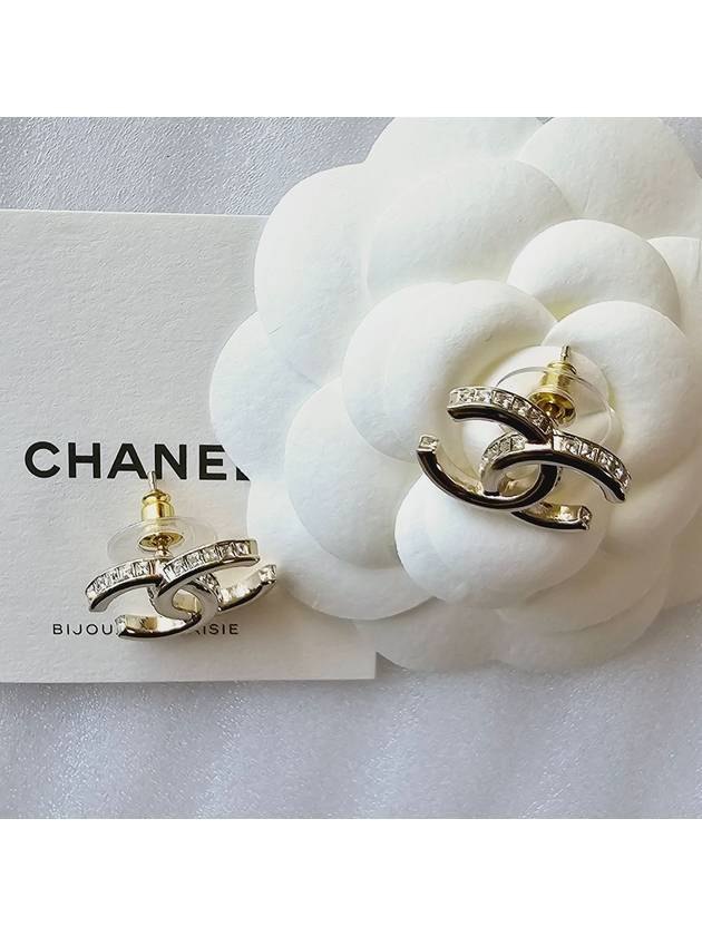 CC logo crystal earrings champagne gold ABB798 - CHANEL - BALAAN 5