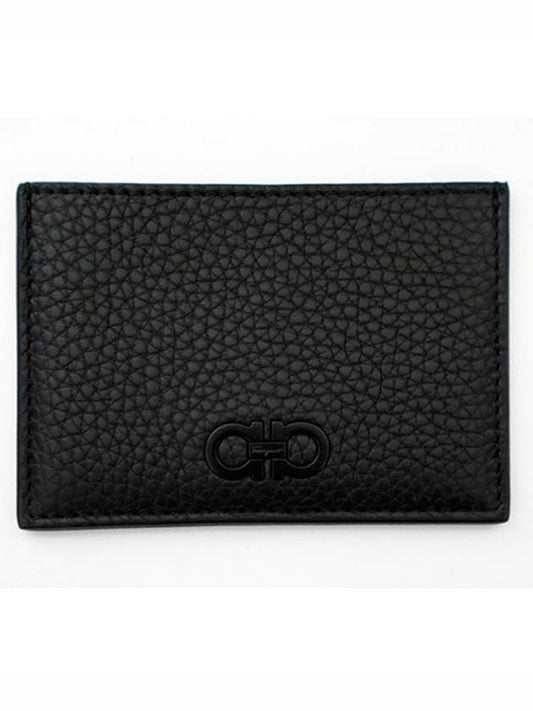 Gancini Logo Leather Card Wallet Black - SALVATORE FERRAGAMO - BALAAN 2