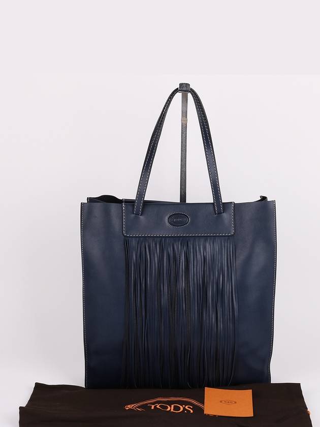 Navy leather tassel decorated medium shoulder bag - TOD'S - BALAAN 10