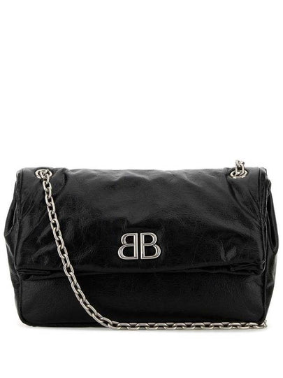 Monaco Medium Chain Leather Shoulder Bag Black - BALENCIAGA - BALAAN 2