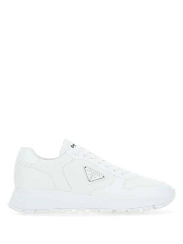 Prax 01 Re-Nylon Brushed Leather Low-Top Sneakers White - PRADA - BALAAN 2