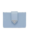 Saffiano Leather Card Wallet Light Blue - PRADA - BALAAN 1