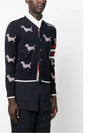 Hector 4 Bar V Neck Wool Cardigan Navy - THOM BROWNE - BALAAN 5