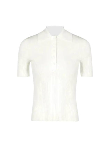 Women's Classic Polo Knit Top White - COURREGES - BALAAN.