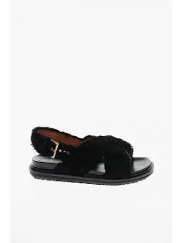 Shearling Fussbett Sandals Black - MARNI - BALAAN 2