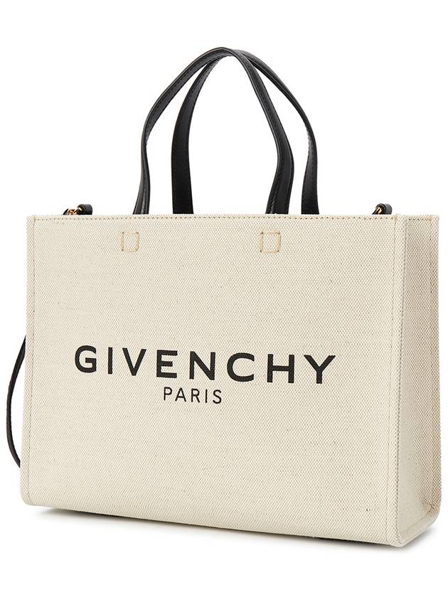 Small Canvas Tote Bag Beige Black - GIVENCHY - BALAAN 3