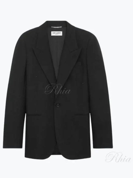 Wool Gabardine Jacket Black - SAINT LAURENT - BALAAN 2