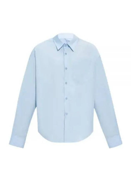 chest pocket boxy fit poplin long sleeve shirt sky blue - AMI - BALAAN.