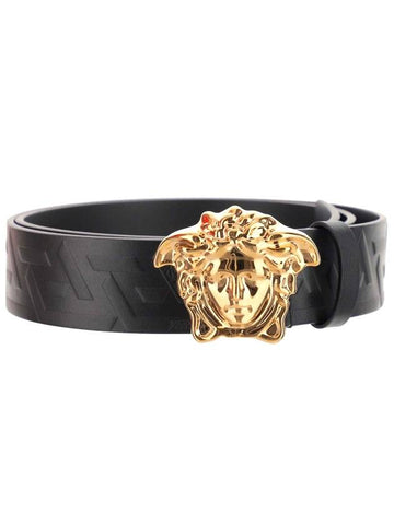 La Medusa Greca Leather Belt Black - VERSACE - BALAAN 1