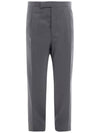 Men's Wool Pique Shooting Single Pleated Pants Medium Gray - THOM BROWNE - BALAAN.