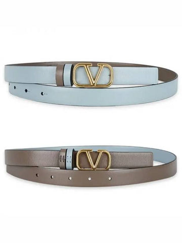 Women s V Logo Reversible Leather Belt Blue Taupe 5W2T0S12ZFR Z4W 1102030 - VALENTINO - BALAAN 1