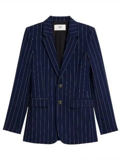 Striped Blazer Jacket Navy - AMI - BALAAN 2