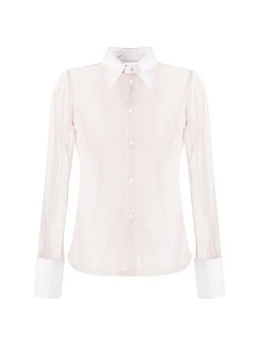 See Through Cotton Long Sleeved Shirt Beige - MAISON MARGIELA - BALAAN 1