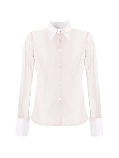 See Through Cotton Long Sleeved Shirt Beige - MAISON MARGIELA - BALAAN 1