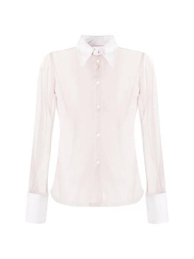 See Through Cotton Long Sleeved Shirt Beige - MAISON MARGIELA - BALAAN 1