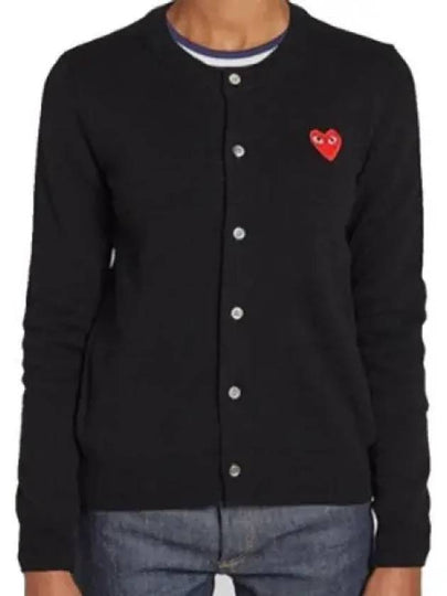 Heart Wappen Wool Cardigan Black - COMME DES GARCONS - BALAAN 2