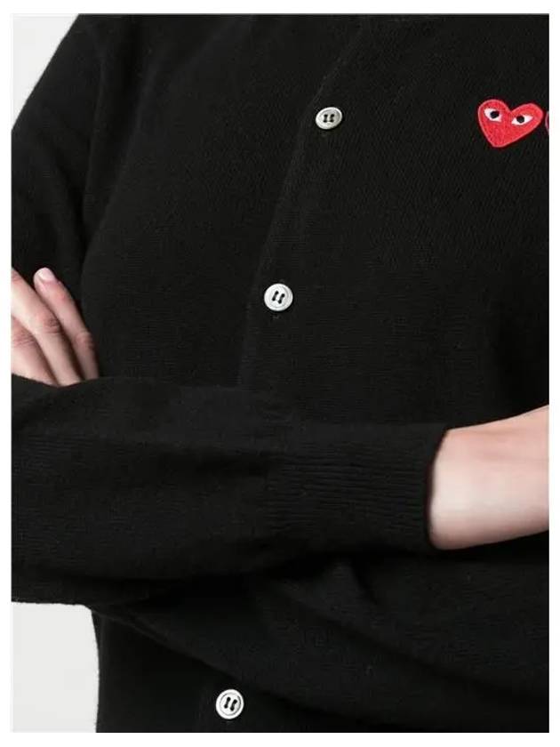 Play Women's Double Heart Logo Patch Wool Cardigan P1 N057 1 Black - COMME DES GARCONS - BALAAN 6