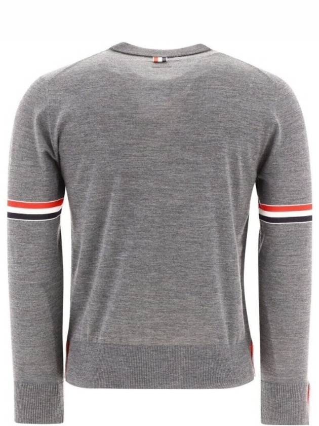 Merino Striped Crew Neck Knit Top Grey - THOM BROWNE - BALAAN 3