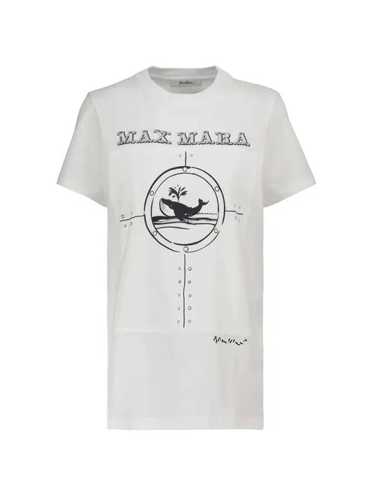 Oblo Cotton Short Sleeve T-Shirt Silk - MAX MARA - BALAAN.