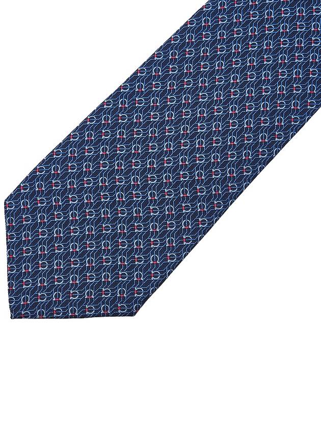 Tetris Print Silk  Tie Navy Blue - SALVATORE FERRAGAMO - BALAAN 6