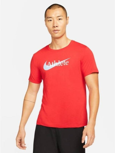 01 CW6951 658 Dry Fit Athlete T shirt Red - NIKE - BALAAN 1