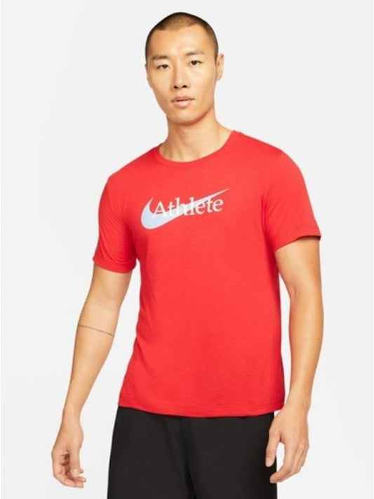 01 CW6951 658 Dry Fit Athlete T shirt Red - NIKE - BALAAN 1