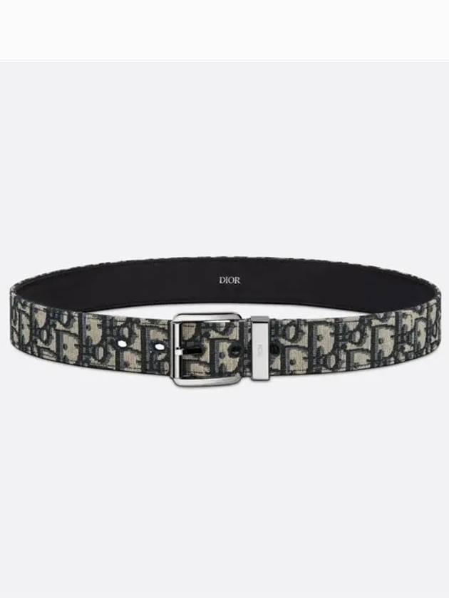 Logo Jacquard Leather Belt Black Beige - DIOR - BALAAN 3