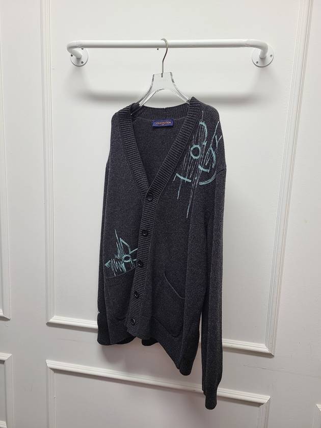 Charcoal LV embroidered prequeen s pocket cardigan XL - LOUIS VUITTON - BALAAN 3