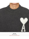 Intarsia Logo Crewneck Knit Top Dark Grey - AMI - BALAAN 6