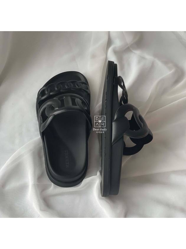 Extra Leather Sandals Noir Black - HERMES - BALAAN 6