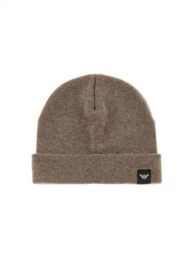 Men s Eagle Label Knit Beanie Camel 271939 - EMPORIO ARMANI - BALAAN 1