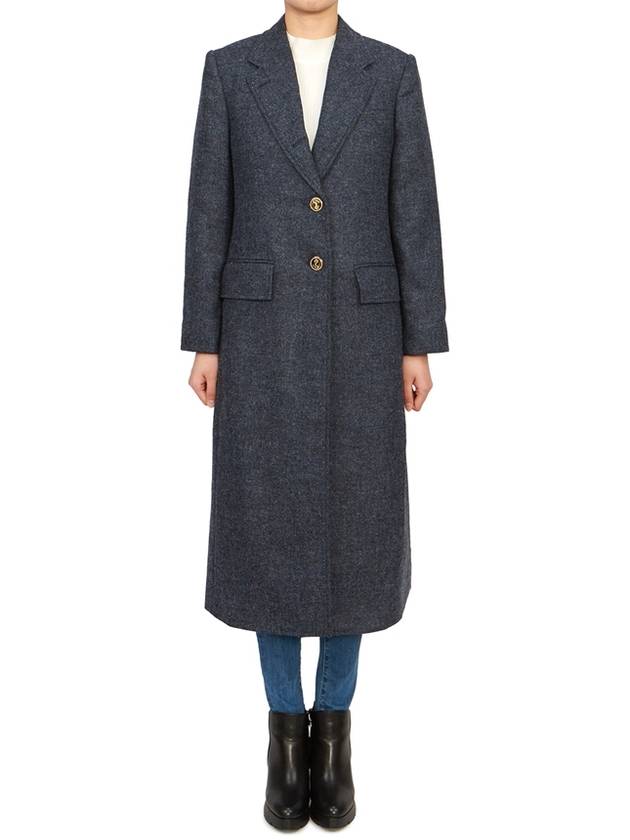 Solid Shetland Wide Lapel Single Coat Blue - THOM BROWNE - BALAAN 2