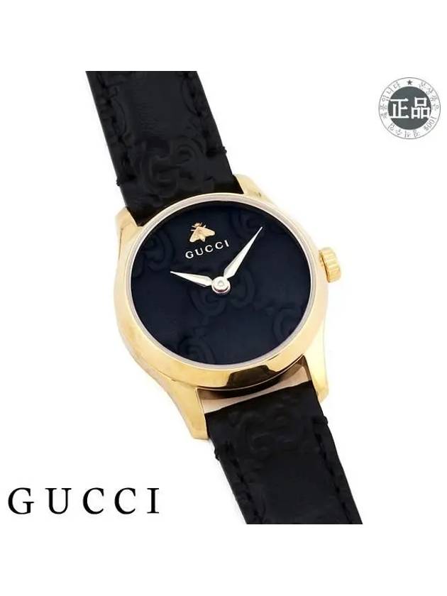 Women's G Timeless Quartz Leather Watch Black - GUCCI - BALAAN 5