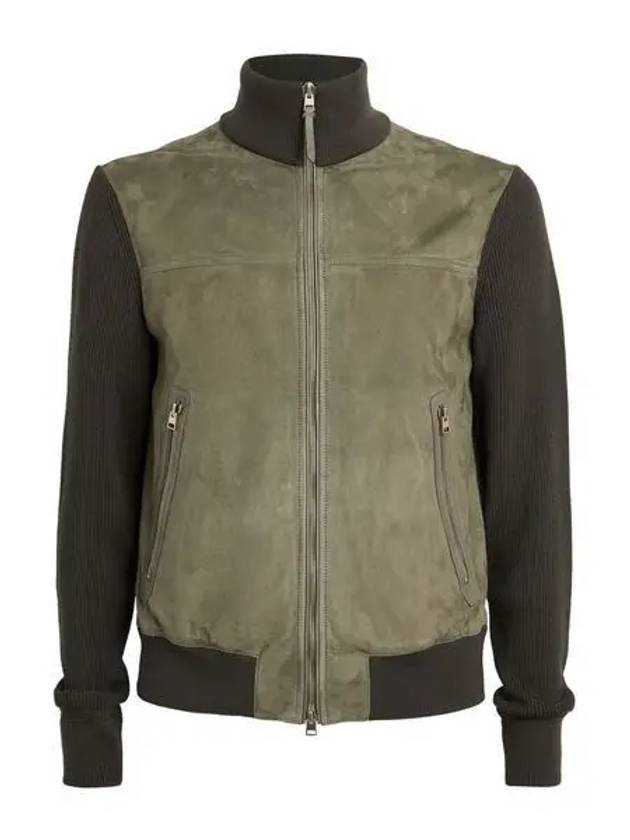 Front Zip Suede Jacket Green - TOM FORD - BALAAN 2