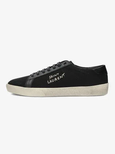 Court Classic SL06 Canvas Smooth Leather Low Top Sneakers Black - SAINT LAURENT - BALAAN 2