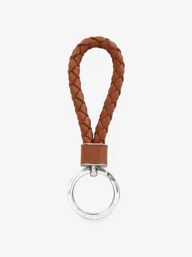 Intrecciato Leather Key Holder Saddle Brown - BOTTEGA VENETA - BALAAN 4