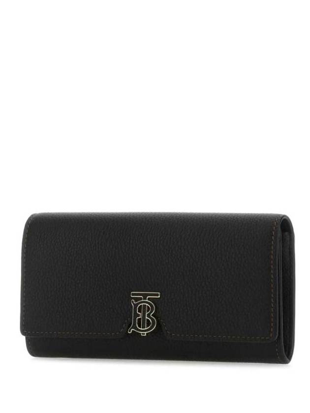 TB Logo Grainy Leather Continental Long Wallet Black - BURBERRY - BALAAN 4