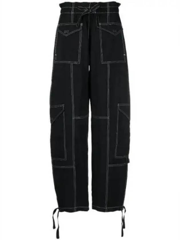 High Waist Cargo Track Pants Black - GANNI - BALAAN 2