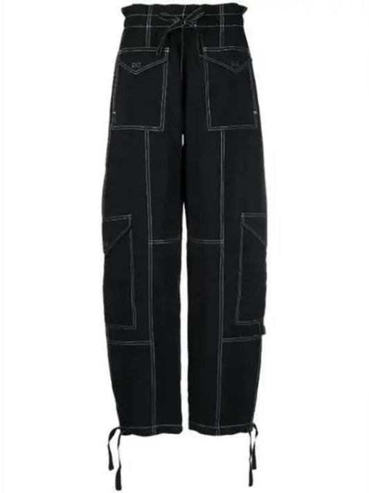 High Waist Cargo Track Pants Black - GANNI - BALAAN 2