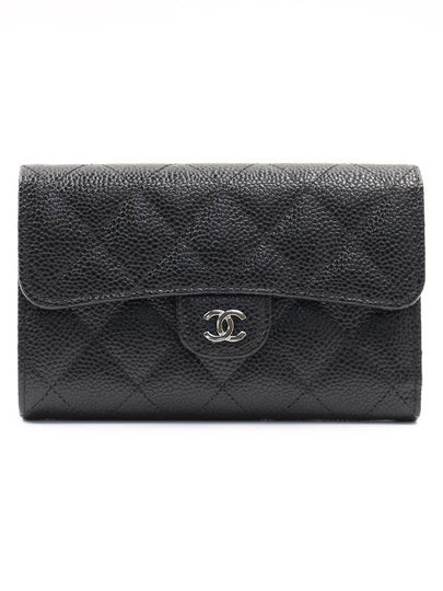 Classic Flap Wallet Grained Calfskin & Silver Black - CHANEL - BALAAN 2