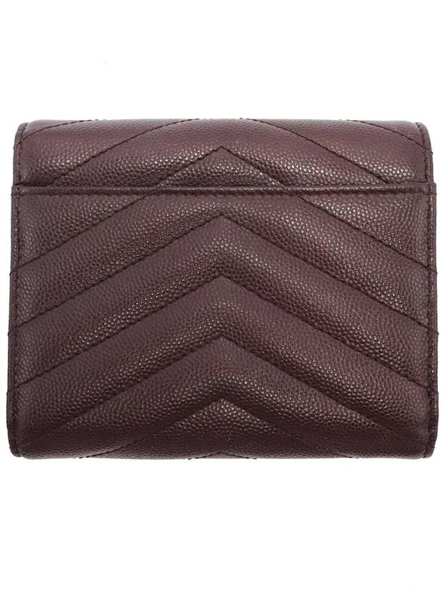 Women s Saint Laurent 403943 Burgundy Monogram Matelasse Envelope Gold Logo Compact 3 fold Bicycle Wallet gt Half Gangbuk used luxury goods - SAINT LAURENT - BALAAN 4