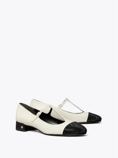 T strap heel ballet shoes 25mm light cream black domestic product GM0024091213024 - TORY BURCH - BALAAN 1