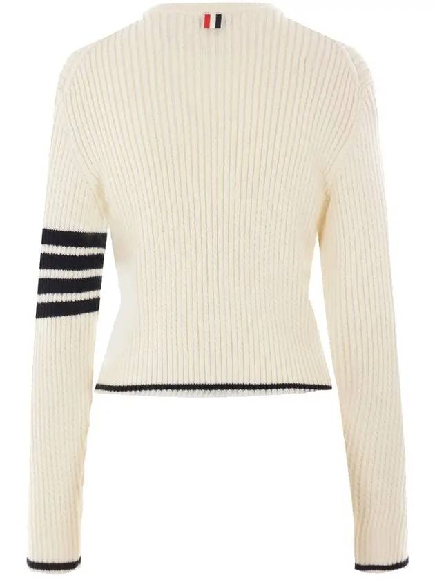 striped detail cable knit sweater FKA465AY1024 - THOM BROWNE - BALAAN 4