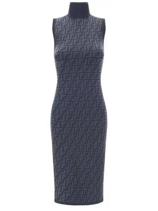 FF motif sleeveless midi dress blue - FENDI - BALAAN 2