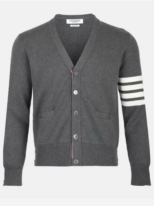 Milano Stitch 4-Bar Cardigan Medium Grey - THOM BROWNE - BALAAN 2