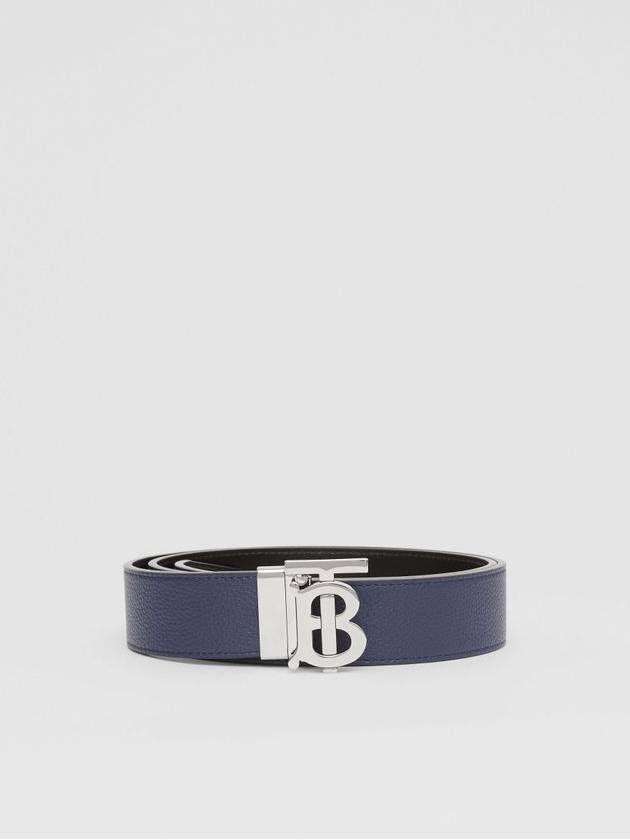 Reversible Monogram Leather Belt Navy - BURBERRY - BALAAN 7