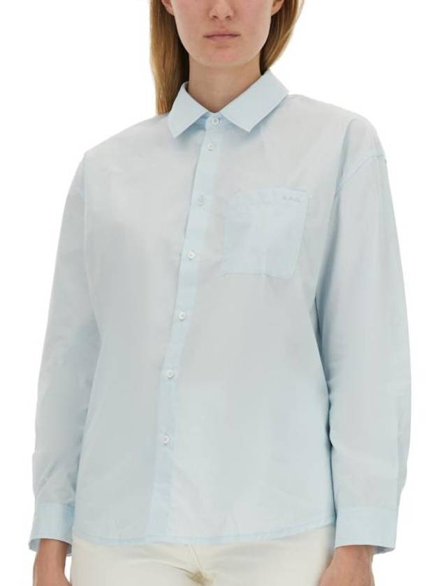 Boyfriend Long Sleeve Shirt Blue - A.P.C. - BALAAN 5