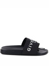 Women's Embossed Logo Slippers Black - GIVENCHY - BALAAN.